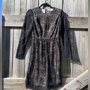 Ivanka Trump Black Floral Lace Dress Nude Lining Size 2